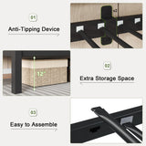 Feonase Metal Twin Over Twin Bunk Bed with Ladder and High Guardrail, Heavy-Duty Metal Slats Support, Noise Free, No Box Spring Needed, for Kids and Juniors, Black Feonase