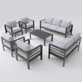 UDPATIO 7 Pieces Patio Aluminum Furniture Set Oversized Outdoor Furniture Modern Patio Set, 9 Seat Thick Cushion Outdoor Seating Set for Balcony(Include Waterproof Sofa Cover) UDPATIO