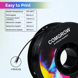 Comgrow TPU Filament, 1.75mm, 95A Soft TPU Flexible 3D Printer Filament Black 1kg (2.2lbs), Dimensional Accuracy +/- 0.02 mm, Fit Most FDM Printer Comgrow