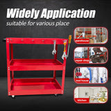 YATOINTO 3-Tier Rolling Tool Cart, Metal Rolling Cart with Side Hooks Wheels, 330LBS Heavy Duty Utility Carts, Handle Rolling Mechanic Tool Cart YATOINTO