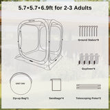 EAST OAK Screen House Tent Pop-Up, Portable Screen Room Canopy Instant Screen Tent 6 x 6 FT with Carry Bag for Patio, Backyard, Deck & Outdoor Activities, Beige EAST OAK