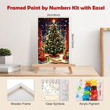 MOGTAA Christmas Paint by Numbers Kit for Adults Beginners with Frame, Christmas Tree Adult Paint by Number Kits on Canvas with Easel, Easy DIY Oil Painting Kits for Home Decor, 8x12in MOGTAA