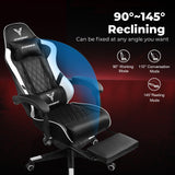 EXRACING Gaming Chair Ergonomic Computer Chair with Footrest and Lumbar Support, Height Adjustable High Back Leather Office Chair, 360° Swivel with Linked Armrest, for Adult and Teen (White) EXRACING