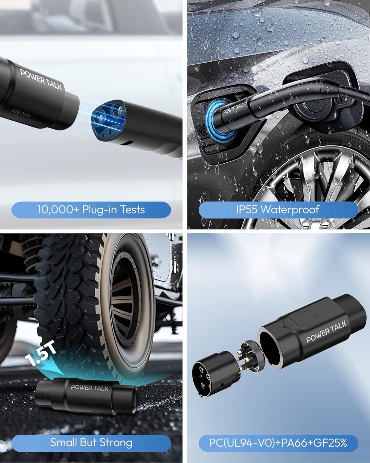 EV Charger Adapter for Tesla to J1772 - Max 50A 240V - NACS to J1772 Charging Adapter Compatible with Tesla Mobile Connectors,Wall Connectors,Destination Chargers - Black POWER TALK