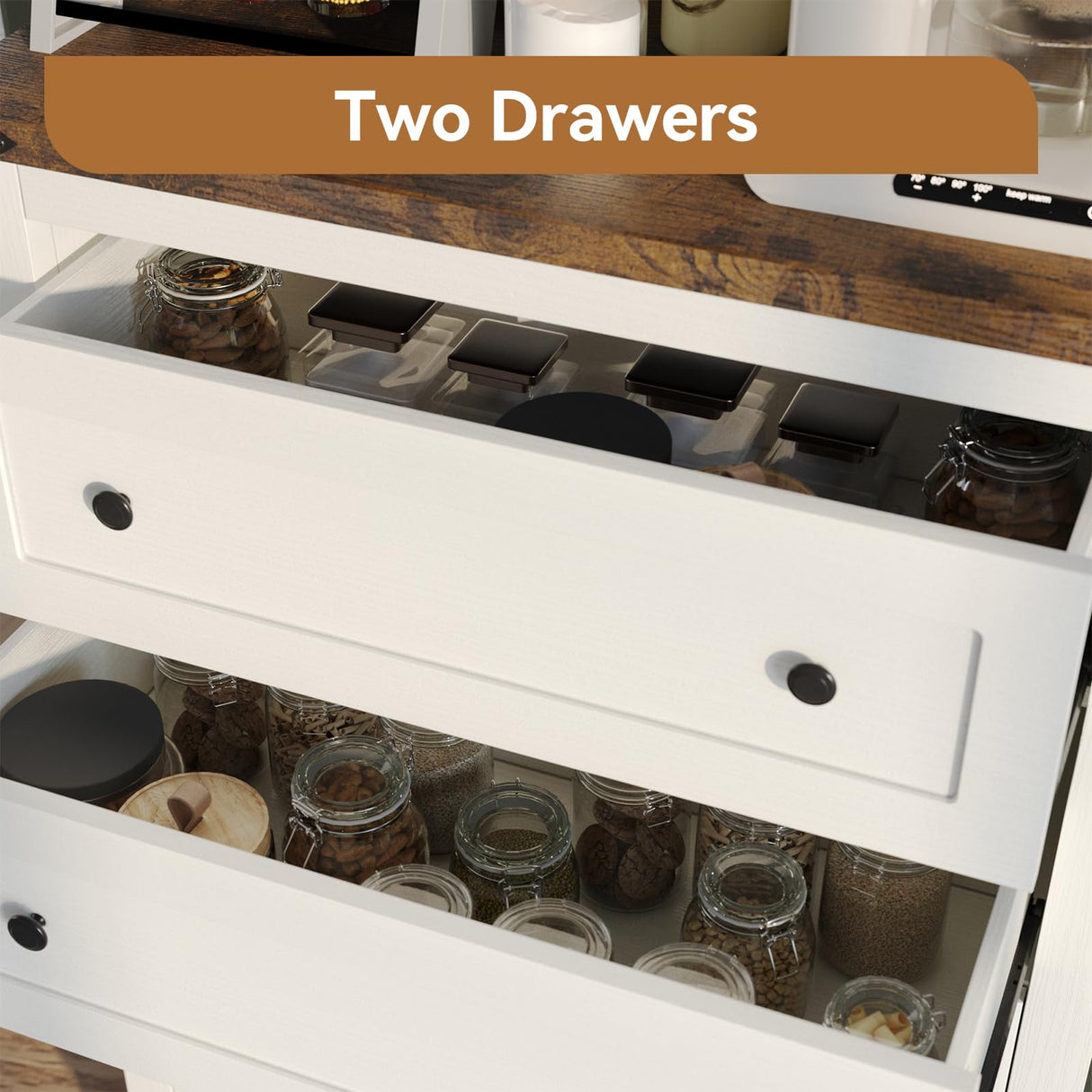 oneinmil Farmhouse Dresser for Bedroom, Rustic Tall Chest with 2 Drawers, Storage Organizer Dresser for Bedroom, Hallway, Living Room, Kids Room, White oneinmil