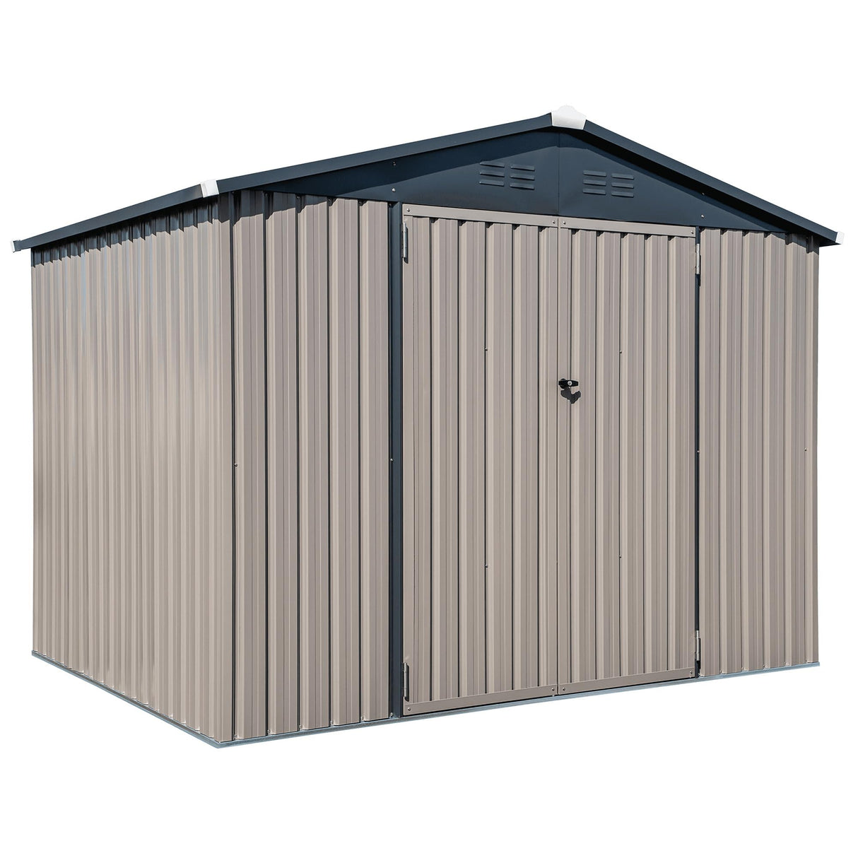 Metal Outdoor Galvanized Steel Storage Shed with Lockable Doors for Backyard or Patio Storage of Bikes, Grills, Supplies, Tools, Toys, for Lawn, Garden, and Camping, Tan (8x6) Cover-It