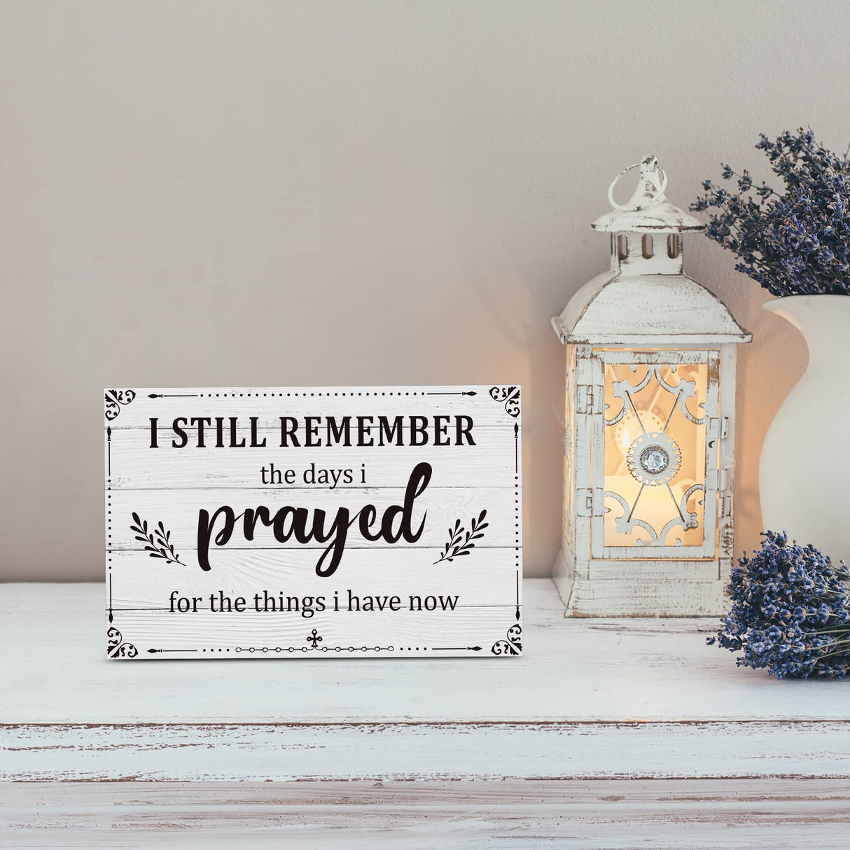 I Still Remember The Days I Prayed Home Wall Decorations Wooden Table Centerpieces Box Sign Farmhouse Decor House Prayer Wooden Rustic Presents For Bedroom Living Room or Shelf(White) Jetec