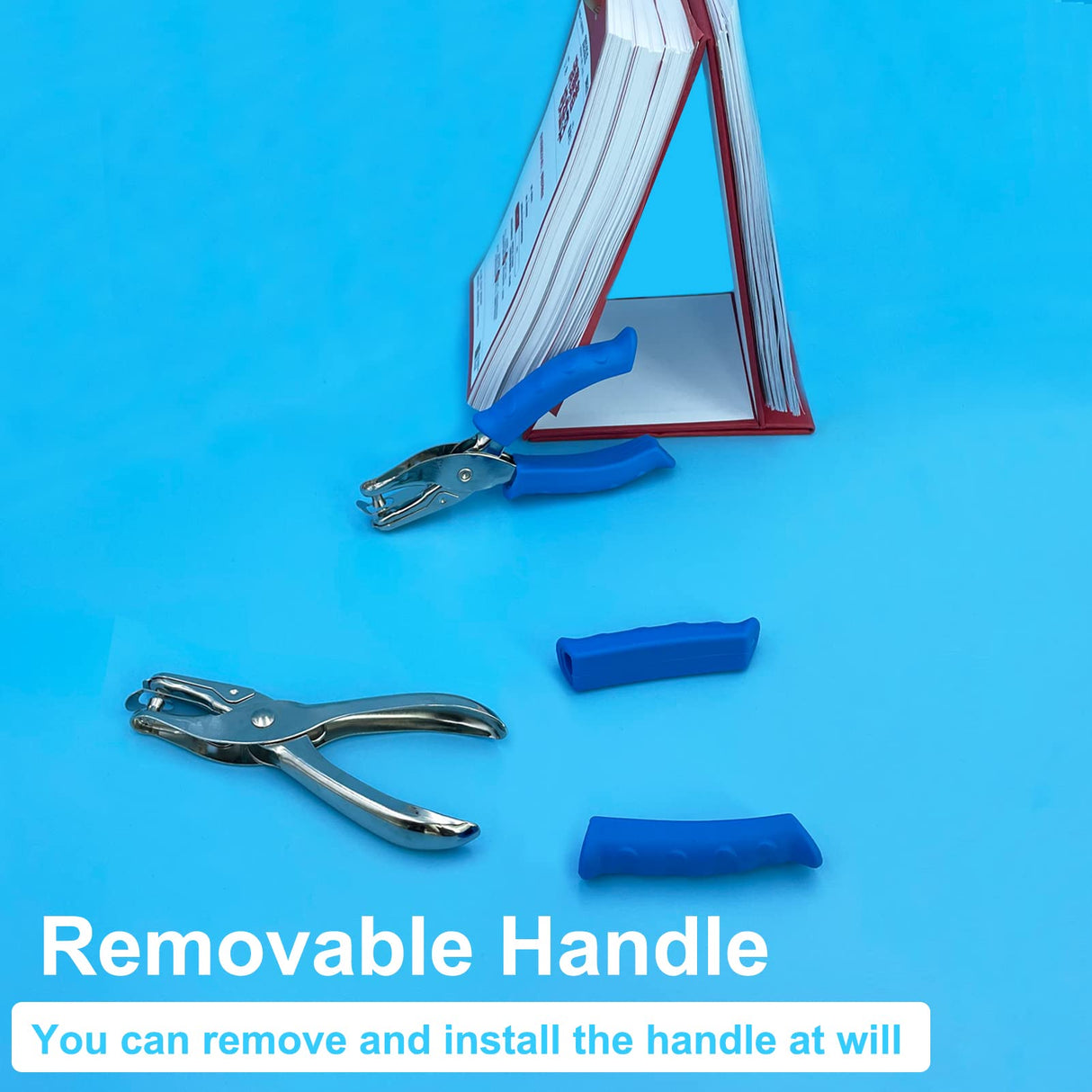 Single Hole Punch 1/4” Paper Hole Puncher for Crafts, One Hole Puncher with Blue Soft Grip Handle for Kids and Adults, Handheld Circle Punch for Paper Crafts in Home, Office, Classroom MECHEER