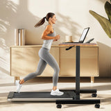 YSSOA Mobile Small Standing Desk - Rolling Desk with Adjustable Height and Lockable Wheels, Sit-Stand Laptop Table, Portable Computer Workstation, Brown YSSOA