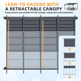 AECOJOY 14' x 10' Gazebo for Patio, Retractable Pergola with Adjustable Sun Shade Canopy Roof, Small Wall-Mounted Lean to Outdoor Pergolas and Gazebos Clearance, Metal Awnings for Decks, Patio AECOJOY