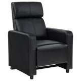 Coaster Home Furnishings - Toohey - Leatherette Upholstered Push Back Recliner Chair with Plush Headrests, Padded Armrests, and Pocket Coil Cushions - Living Room - 30-Inch - Black - 600181 Coaster Fine Furniture
