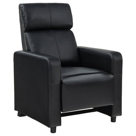 Coaster Home Furnishings - Toohey - Leatherette Upholstered Push Back Recliner Chair with Plush Headrests, Padded Armrests, and Pocket Coil Cushions - Living Room - 30-Inch - Black - 600181 Coaster Fine Furniture