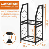 VyGrow Firewood Rack for Indoor, 2-Tier Firewood Holder with 3 Hanging Hooks, Heavy Duty Wood Rack for Outdoor Patio, Black, 11.8" D x 15.7" W x 31.9" H VyGrow