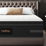 Queen Mattress, 14 Inch Hybrid Mattresses Medium Firm with Extra Lumbar & Shoulder Support, Motion-Isolation Bed in a Box for Pain Relief Deep Sleep Fiberglass Free - No Odor 365 Night Trial UniPon