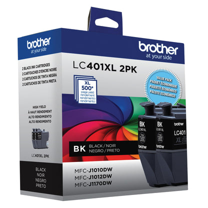 Brother Genuine LC401XL 2PK High Yield 2-Pack Black Ink Cartridges