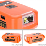 Battery Adapter for Black and Decker 20v Lithium Battery USB Phone Charger, Led Work Light with Dual USB Charger and 12v DC Port,Power Source Supply for 14.4-20v Max Lithium-Ion Battery Taingwei