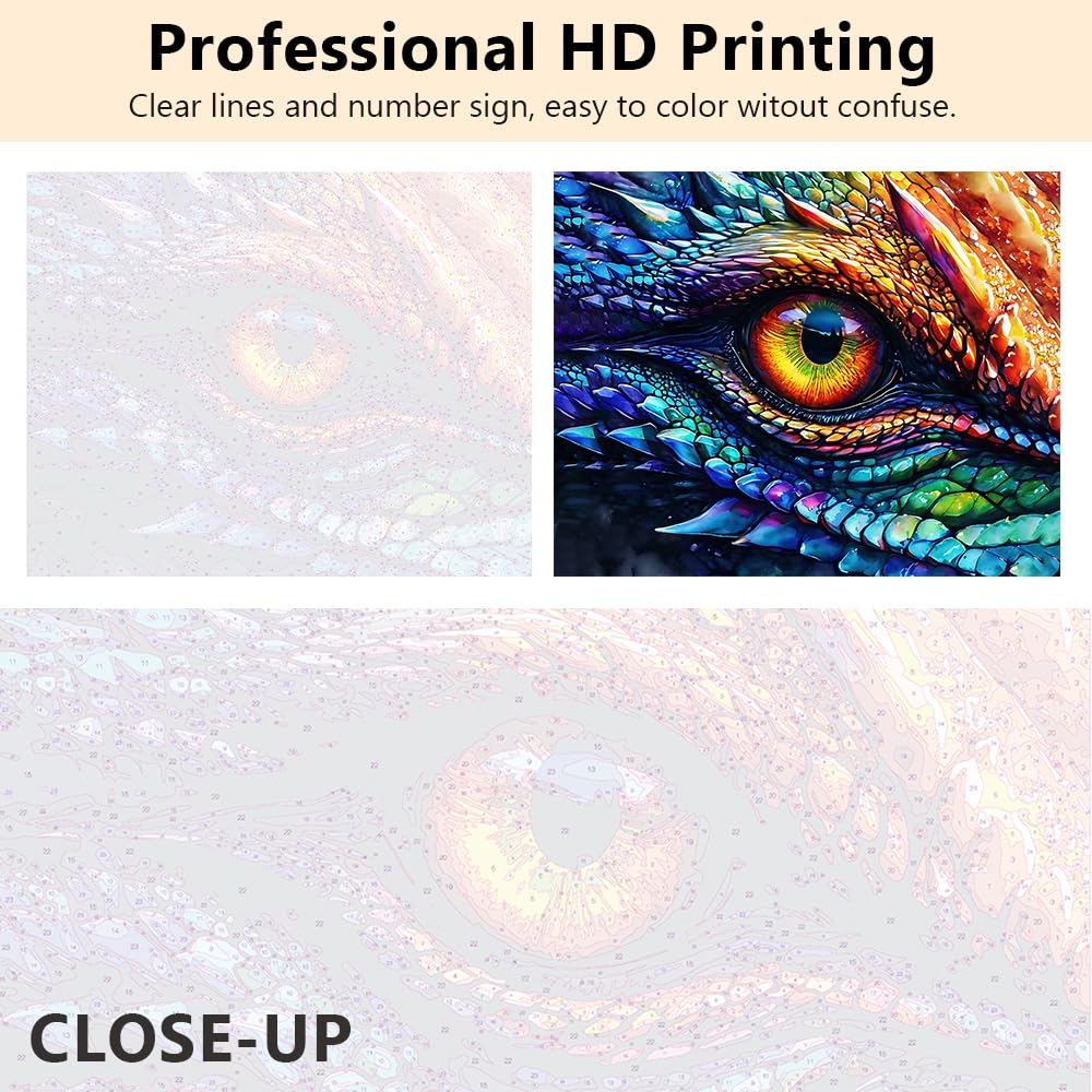 TUMOVO DIY Paint by Number for Adults Dragon Eye and Scales Paint by Numbers Kits for Adults Paintwork with Paintbrushes Color by Numbers Oil Painting Art Crafts 16"x20"(Frameless) TUMOVO
