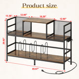 Record Player Stand with Power Outlets & LED Lights, Turntable Stand Cabinet Holds 350+ Vinyl Records, Storage Shelf with 3 Adjustable Dividers for Living Room Audio Video, Gift for Vinyl Lover Sonyabecca