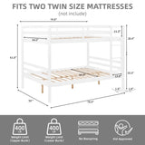 FLEXISPOT Full Over Full Solid Wood Bunk Bed with Ladder,Wooden Bunk Bed with High Guardrail and Ladder for Kids, Teens, Dorm Rooms, and Guest Rooms,No Box Spring Needed,White FLEXISPOT