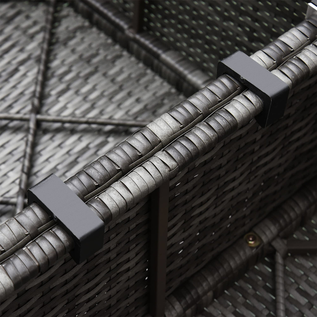 Outsunny 6 Piece Patio Furniture Set Outdoor Wicker Conversation Set All Weather PE Rattan Sectional Sofa Set with Ottoman, Cushions and Tempered Glass Table, Mixed Gray and Charcoal Outsunny