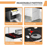 Modern Reception Desk with LED Lights L Shaped Office Front Desk Counter Black and White Reception Table Retail Checkout Counter for Shop Salon Lobby Right Corner 180cm/71inch Generic