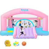 Easyair Large Bounce House Holds 6 Kids, 14.8 x 14.5 FT Inflatable Bouncer Jumper Slide with 650W Blower, Basketball Hoop, Throw Ball Game, Ball Pits (Pink, 177" L x 174" W x 94" H) EASYAIR