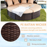 SUNCROWN Outdoor Patio Round Daybed with Retractable Canopy, Wicker Sofa Furniture Clamshell Sectional Seating with Cushions,Backyard, Porch, Brown SUNCROWN