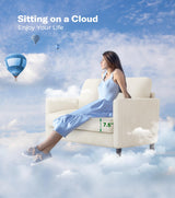 Welzona Loveseat Sofa, 51" Love Seat, Comfy Corduroy Small Loveseat for Small Spaces, Tool-Free Setup Couch for Bedroom, All-Wood Couches for Living Room, No Pillow Included, Beige Welzona