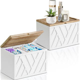 2 PCS White Tampon Holder for Bathroom Decor, Feminine Product Organizer With Lid, Shark Week Storage, Wood Pad Box for Toilet, Bathroom Accessories Jorkol