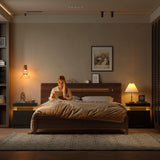 i-aplus LED Nightstand LED Bedside Table with 2 Drawers, Wooden Cabinet Unit with LED Lights for Bedroom, End Table Side Table for Bedroom Living Room… i-aplus