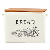 E-far Bread Box for Kitchen Countertop, Metal Bread Storage Container Bin with Bamboo Lid for Cutting Bread, Extra Large & Farmhouse Style, 13” x 7.2” x9.8”, Cream E-far