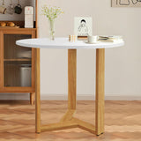KithKasa 31.5" Mid Century Modern Round White Dining Table for 2-4, with Wood Legs & MDF Tabletop for Small Space Dining Room Narrow Nook KithKasa