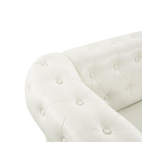 Naomi Home Chesterfield Sofa Set Loveseat & Sofa Living Room Chair Juegos Modern Leather Couch Sofa Chair for Bedroom Tufted Leather Sofa Chair for Living Room Love Seats Furniture Set - Off White Naomi Home