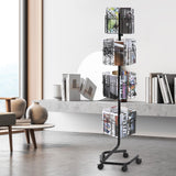 VEVOR Brochure Display Rack, 4-Tier 32 Pockets Rotating Magazine Literature Display Stand for Postcards, 360° Spinning Greeting Cards Rack with 5 Wheels (2 Lockable) for Shop Exhibitions Office VEVOR