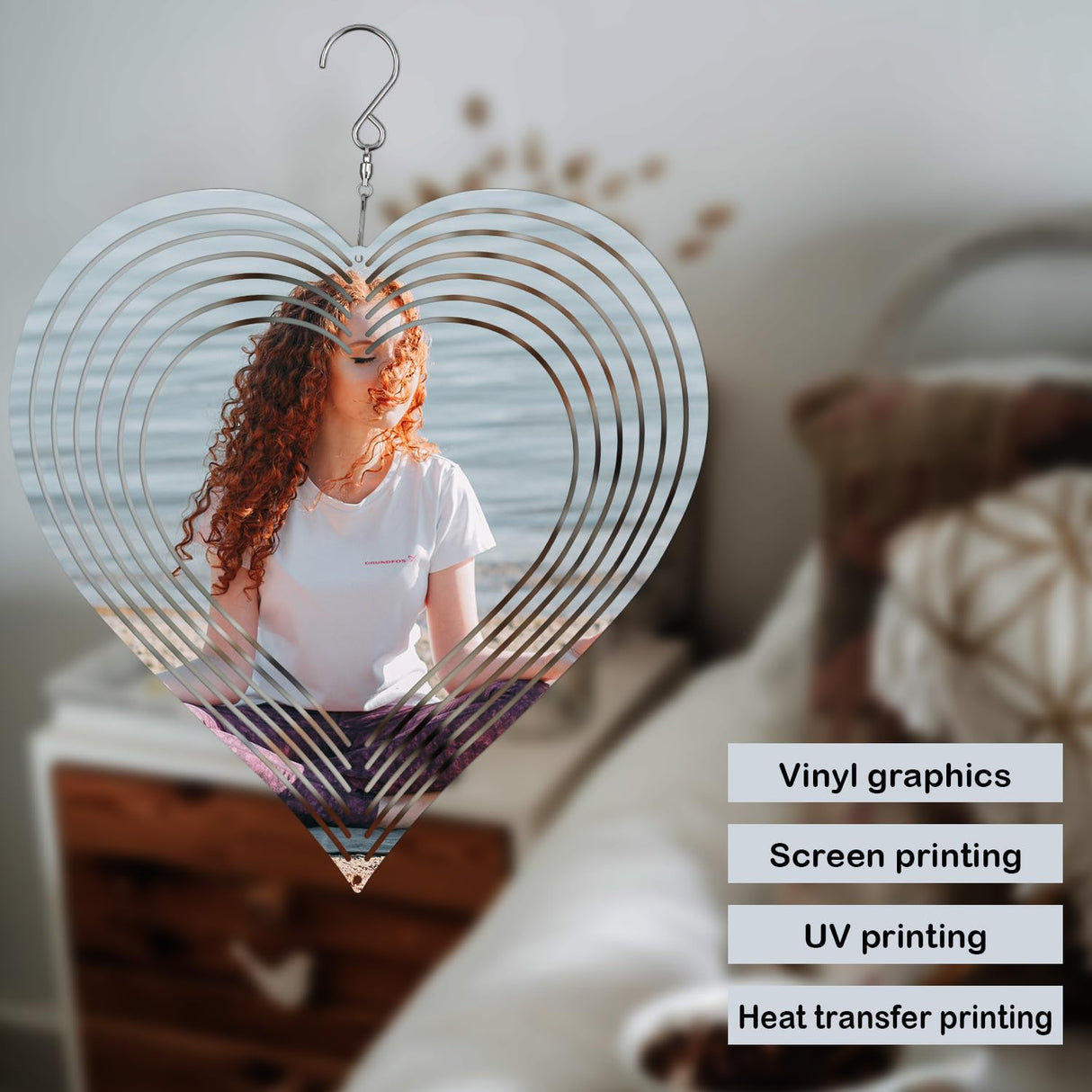 4pcs Sublimation Wind Spinner Blanks Heart, 8 inch Sublimation Blanks Spinners, Metal Wind Spinners for Crafts, 3D Wind Spinners Hanging for Indoor Outdoor Garden Lawn Yard Decoration SAVITA