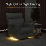 MCombo Oversized Swivel Glider Rocker Recliner with Adjustable Headrest, Dual Motor Power Recliner for Nursery, Led Nightlight, Fabric PR601 (Mist Grey) MCombo