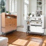 TIMSATIO Shoe Storage Cabinet with 2 Flip Drawers for Entryway, 4-Tiers Slim Freestanding Shoes Boots Rack Cabinet Organizer, Narrow Farmhouse Hidden Shoe Cabinet for Foyer (White) TIMSATIO