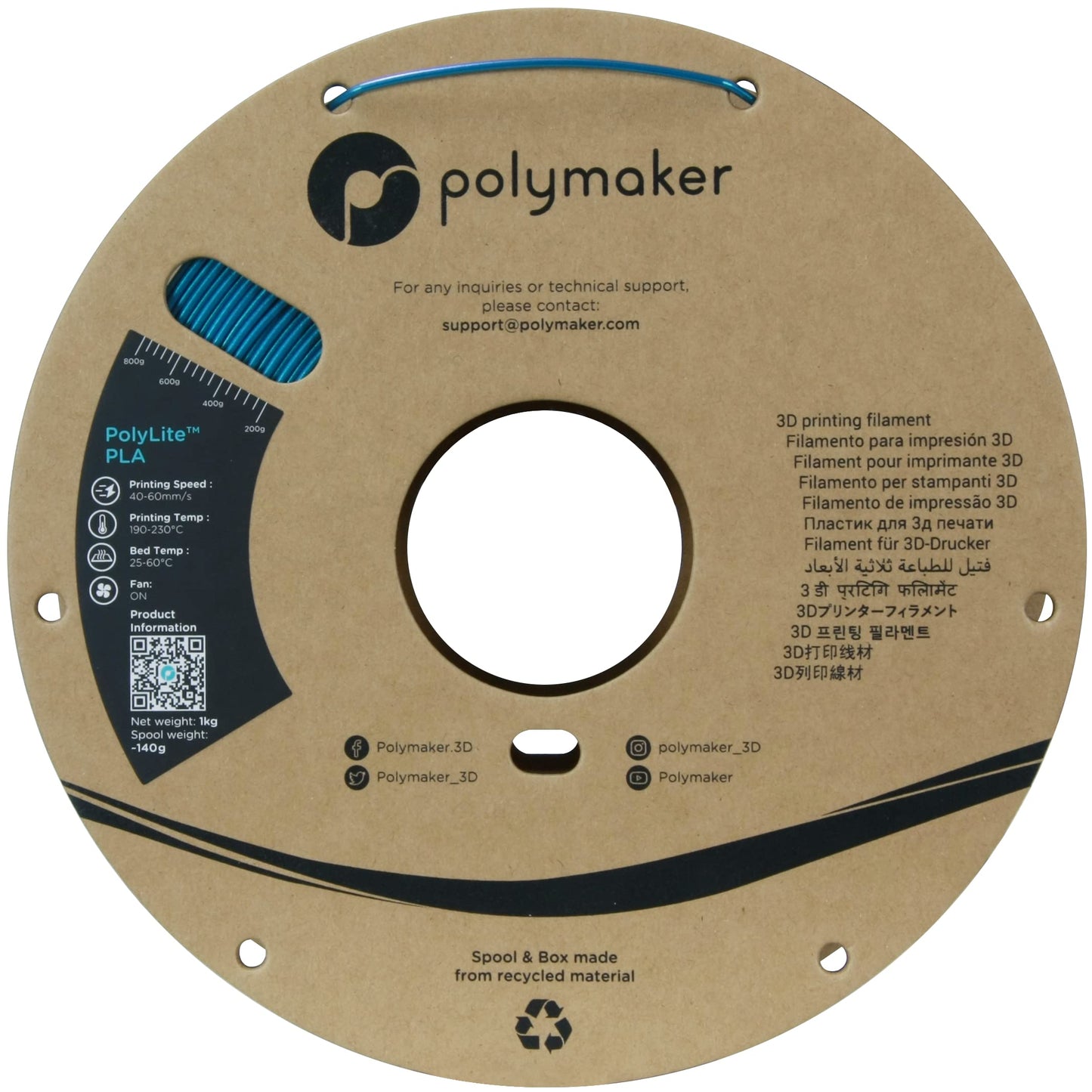 Polymaker Color Changeable Starlight Blue PLA 3D Printer Filament 1.75mm, Different Color by Light, Barely Visible Layer Lines - Starlight Neptune 1.75 PLA Metallic Filament, 1kg - WoodArtSupply