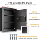 Biometric Wall Safe, Hidden Fingerprint Security Wall Safe, In Wall Safe Between Studs, Perfect for Home/Office/Hotel, Secure Handgun, Documents, Jewelry, Valuables Black LANGGER V