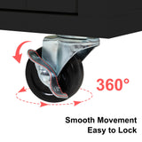 HQZX Rolling Kitchen Island with Trash Can Storage, Portable Kitchen Island on Wheels with Towel Rack & Spice Rack, Tilt Out Trash Can Cabinet with Drawer, Mobile Kitchen Island Cart for Kitchen Black HQZX