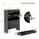 FTZxHKLX Black Narrow Shoe Storage Cabinet with 2 Flip Drawers,Freestanding Hidden Shoe Organizer for Entryway,Shoe Rack Closed Cabinet for Behind Door Entrance, Living Room, Apartment FTZxHKLX