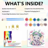 Aestalrcus Framed Paint by Numbers Kit for Adults Beginners - Elephant Paint by Numbers with Frame Kids,Paint by Number (12 * 12 Inch) Paint by Number for Adults Gift Home Wall Decor Aestalrcus