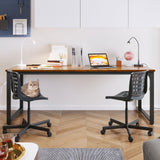 Coleshome 71 Inch Computer Desk with USB Ports, Large Office Desk, Long Study Student Writing Desk, Rustic Brown Coleshome