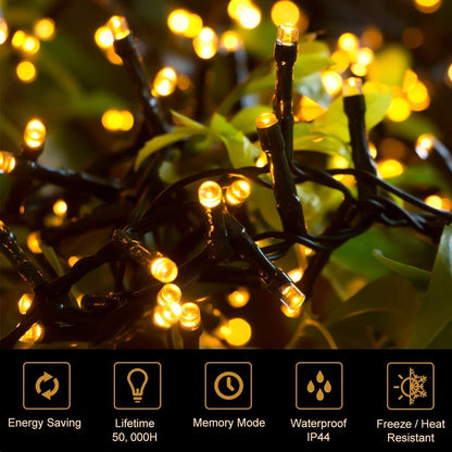 Quntis 82ft 1000 LED Cluster Christmas String Lights - Dark Green Wire Christmas Tree Lights - 8 Modes Outdoor Waterproof Christmas Lights Plug in for Holiday Wedding Party Home Decor, Warm White