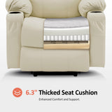 MCombo Large Power Lift Recliner Chair with Massage and Heat for Tall Elderly People, 3 Positions, Cup Holders, and USB Ports, Faux Leather 7516 (Large, Cream White) MCombo