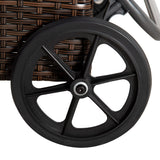 Outsunny Wicker Outdoor Chaise Lounge Set of 2, 5-Level Adjustable Backrest PE Rattan Pool Lounge Chair with Wheels, Cushion & Headrest, Brown and Gray Outsunny