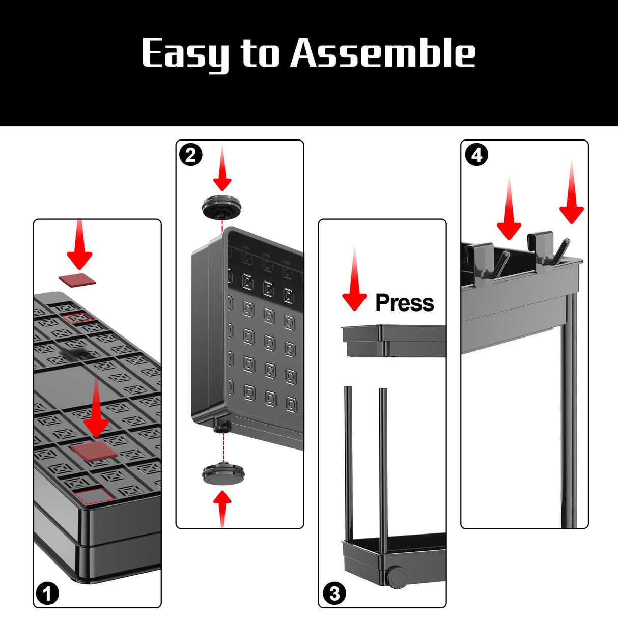 Cicilyna 2 Pack Under Sink Organizer, 2 Tier Bathroom Cabinet Organizers and Storage with Hook, Multi-purpose Storage Basket Shelf for Kitchen, Black Cicilyna