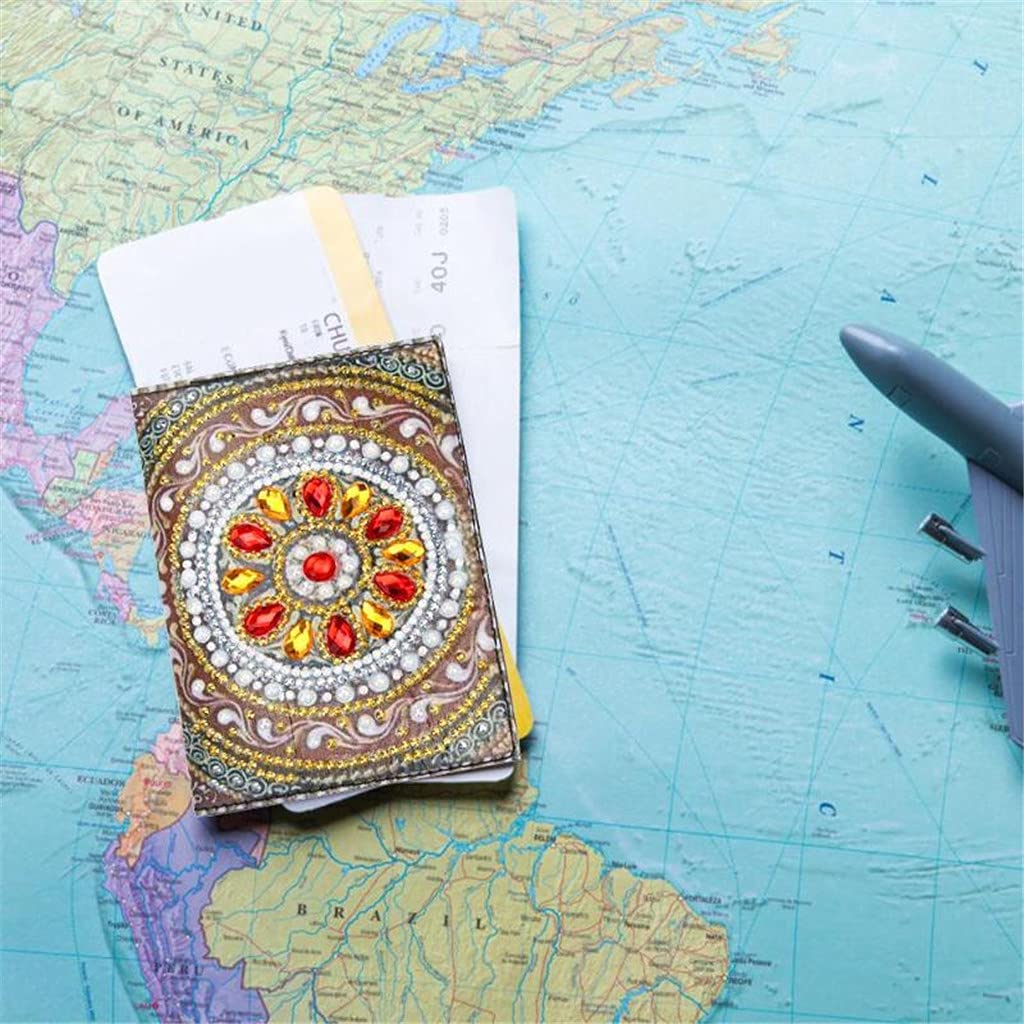 2 Pieces Diamond Painting Leather Passport Holder, DIY Special Shaped Crystal Painting Travel Passport Protective Cover for Boarding Pass, ID Card, Driver's License-20X14CM (AA083-AA221) Vocttaiy