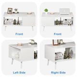 SUPER DEAL Wooden Coffee Table 2 Tier Mid Century Modern Center Table with Open Storage Shelf for Living Room, 40 Inch Accent Sofa Side Table for Indoor Bedroom Apartment Small Spaces, White SUPER DEAL