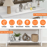 LAZZO Painted Wood Console Table Narrow Long Sofa Table Modern Behind Couch Table Fluted Entryway Table with 3 Drawers and Open Storage Shelf for Living Room, Foyer and Hallway White (White, 1 Tier) LAZZO